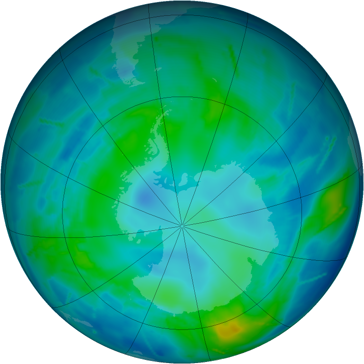 Antarctic ozone map for 28 April 2011